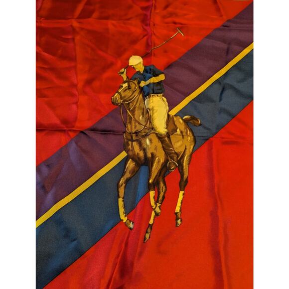 VINTAGE Ralph Lauren Silk Scarf Equestrian Horses Polo Made in Japan 35 x 35 - Picture 9 of 9